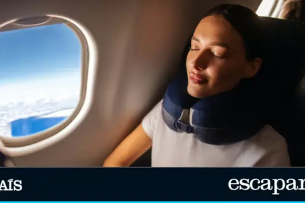 This adjustable travel pillow helps prevent neck strain during the journey