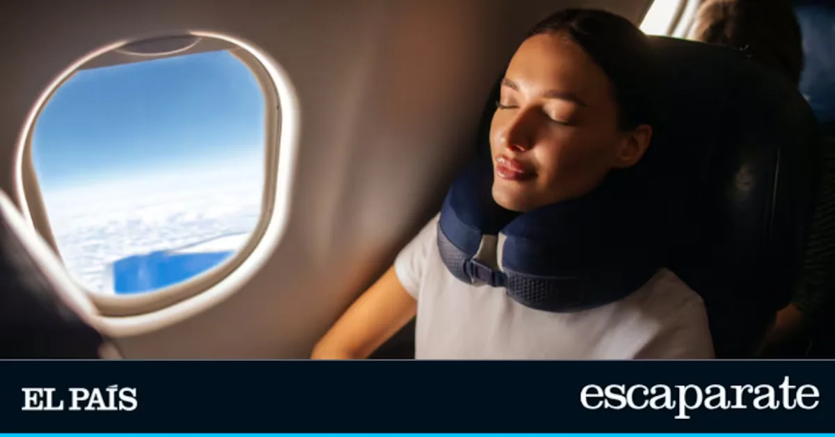 This adjustable travel pillow helps prevent neck strain during the journey