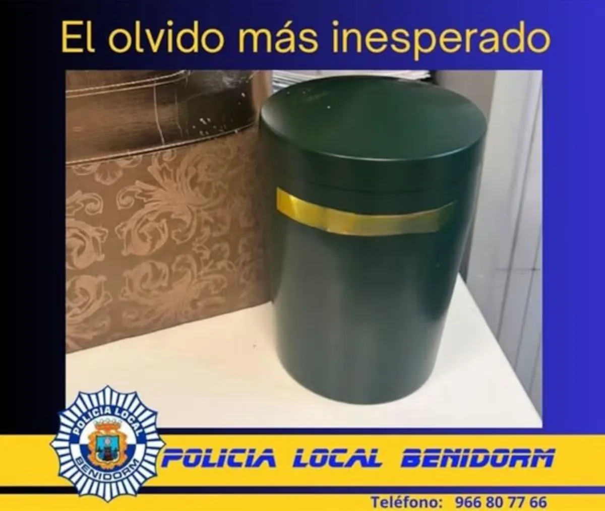 Solved the enigma of the urn with ashes found in the locker of a supermarket in Benidorm: it was left by a relative due to some home renovations