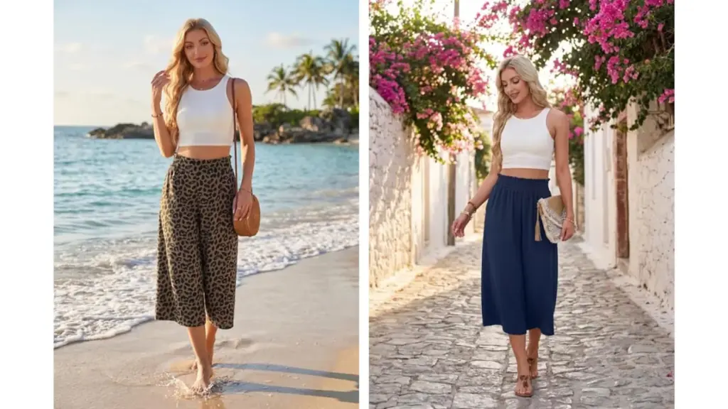 Estos pantalones culotte para mujer combinan con todo.
