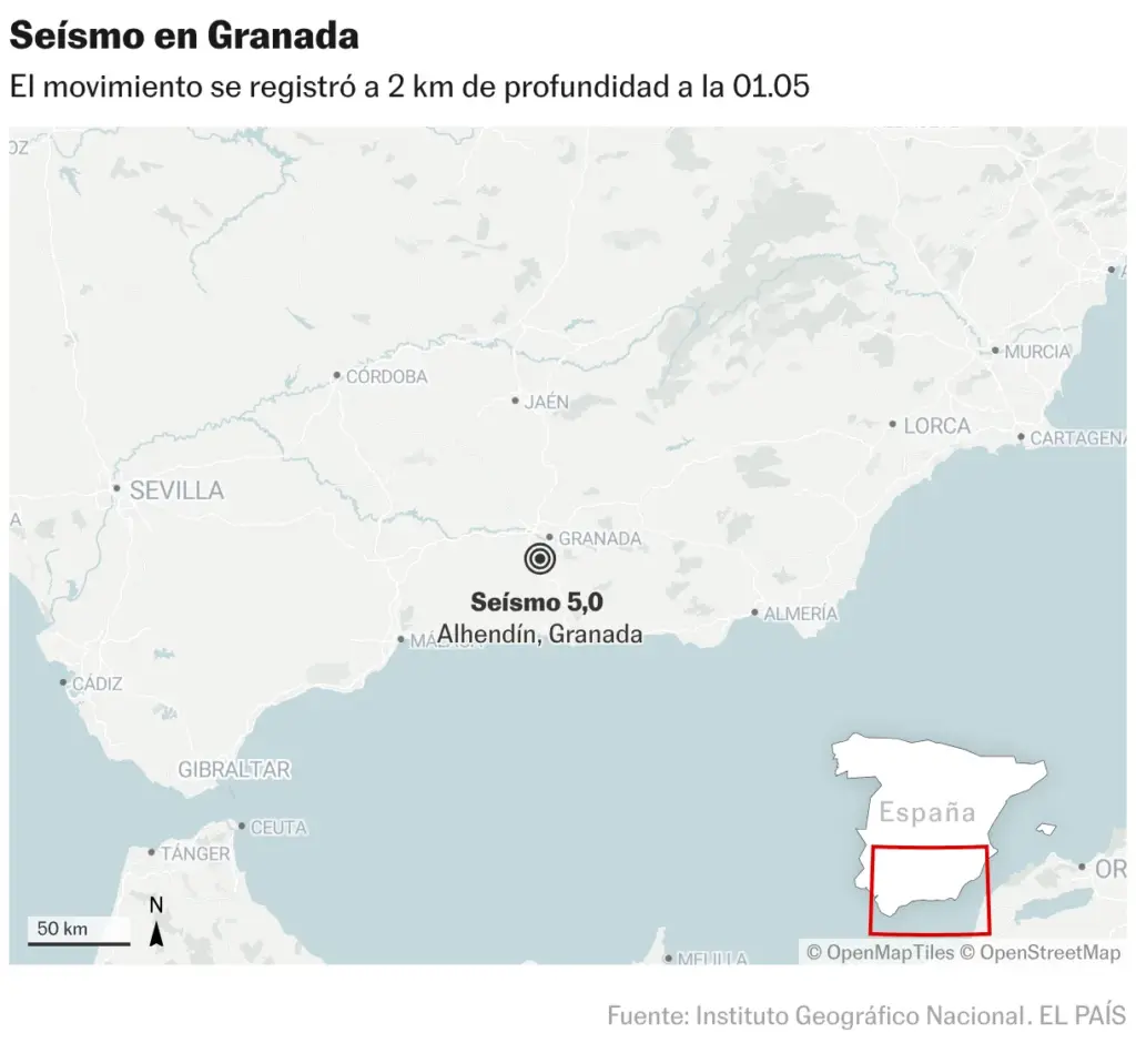 Seísmo en Granada (Mapas de ubicación)