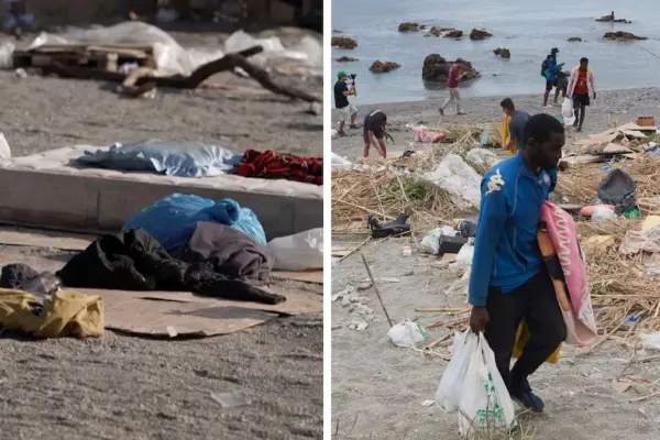 Images of the eviction from El Trampolín beach, where around 3,500 people were camping
