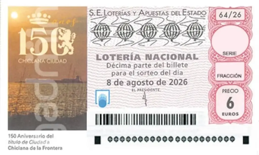 Décimo de Lotería Nacional del sorteo del sábado 8 de agosto de 2026