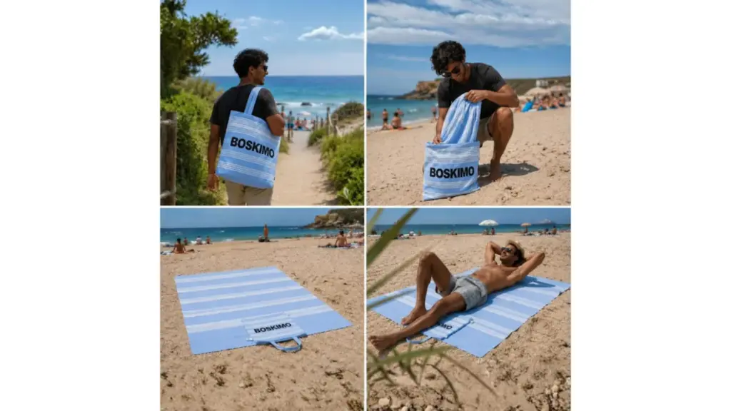 Esta es la mejor toalla de playa que se transforma en bolsa de playa