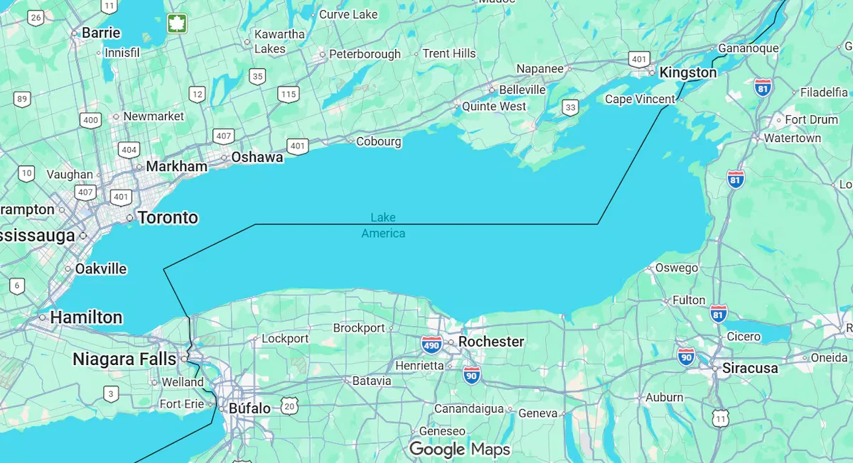 Google folds to Trump and changes the name of Lake Ontario to America