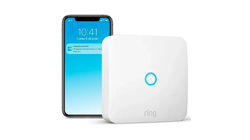 Video doorbell on white background.