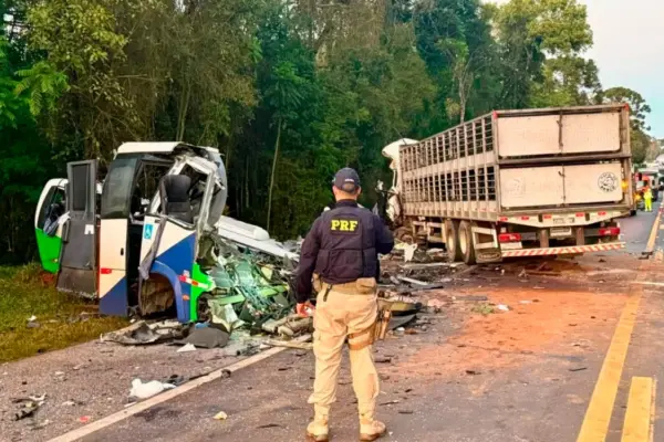 At least 23 dead after a truck crashes into a bus with patients heading to the hospital in Brazil