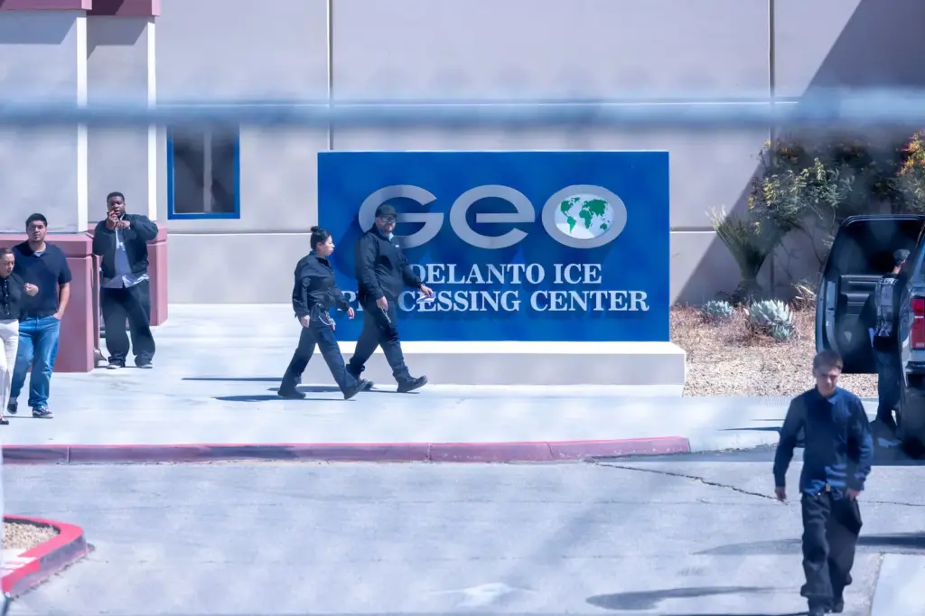 Entrance to the Adelanto Detention Center, California, on May 27.
