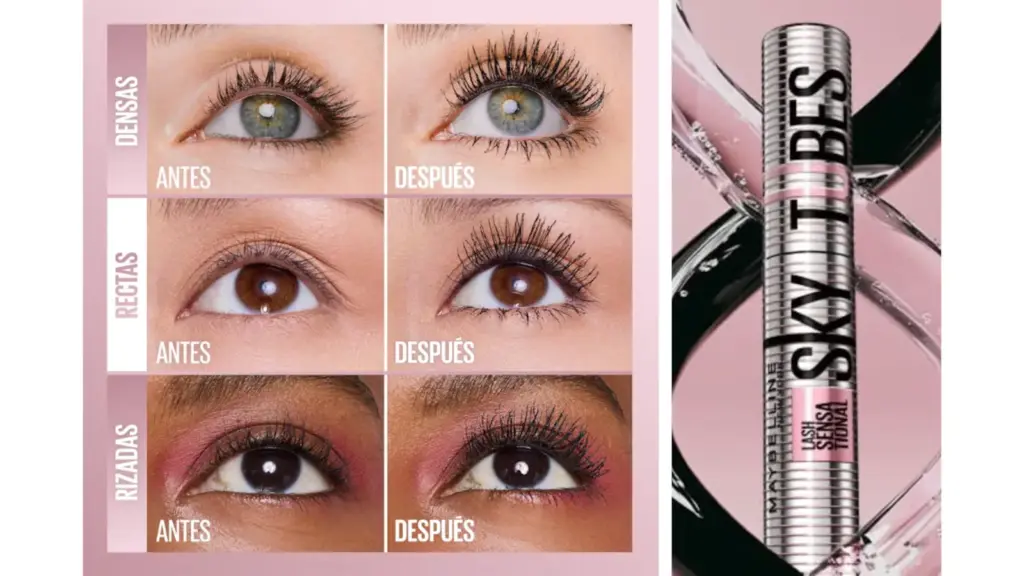 Esta máscara de pestañas tubing de Maybelline alarga las pesteñas con efecto extensiones.