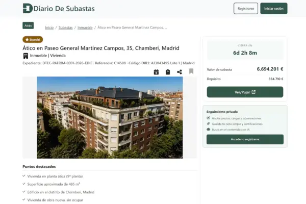 Those interested in buying the controversial penthouse of the Community of Madrid cannot visit it