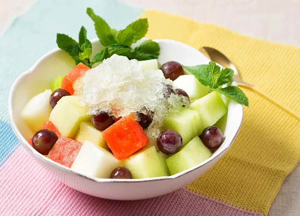 Melon and watermelon with cava granita