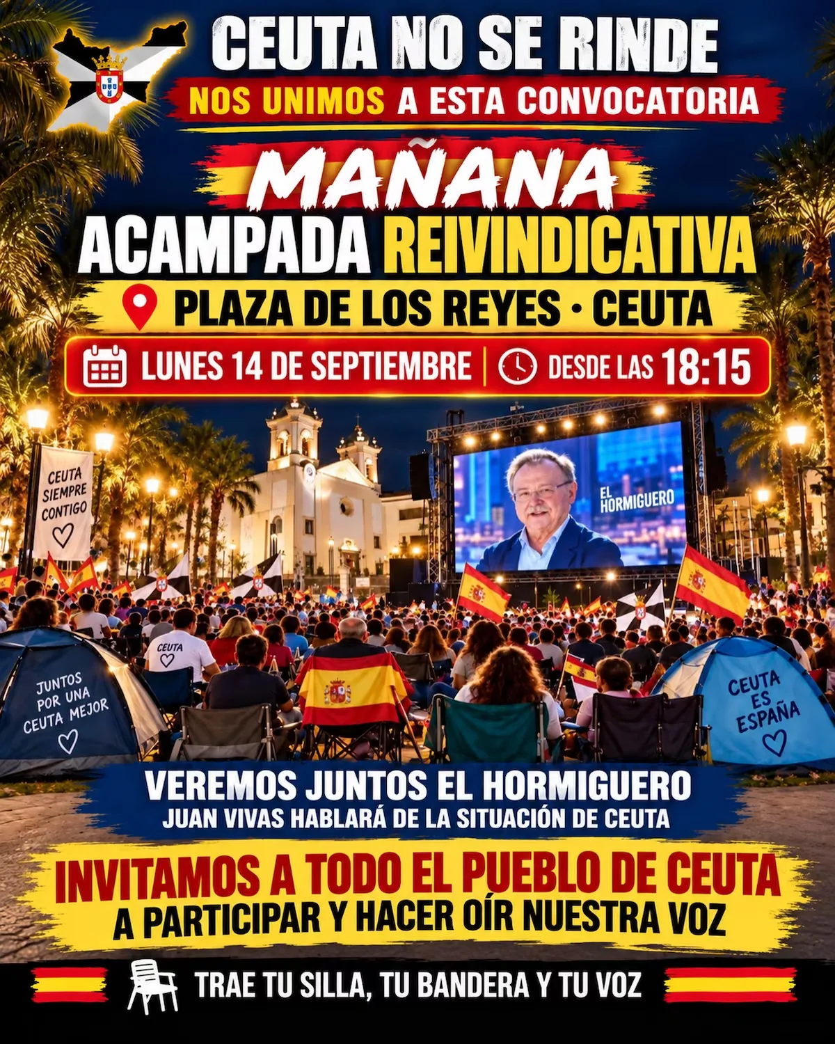 Ceuta businessmen install a giant screen and offer discounts on drinks to watch an interview with Vivas on El Hormiguero
