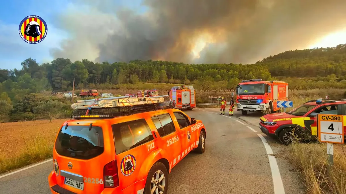 An uncontrollable fire in Tuéjar affects the Alto Turia Biosphere Reserve