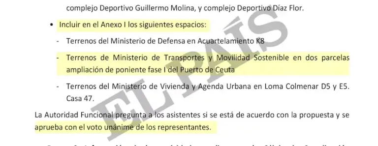 The minutes show that Vivas supported the use of the port in his meetings with Sánchez before backing down