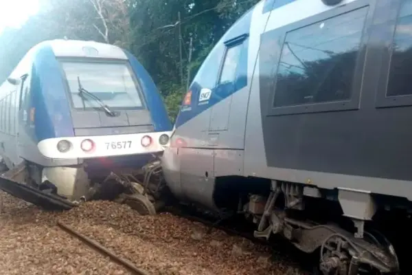 The derailment of a train in French Normandy causes 44 injuries