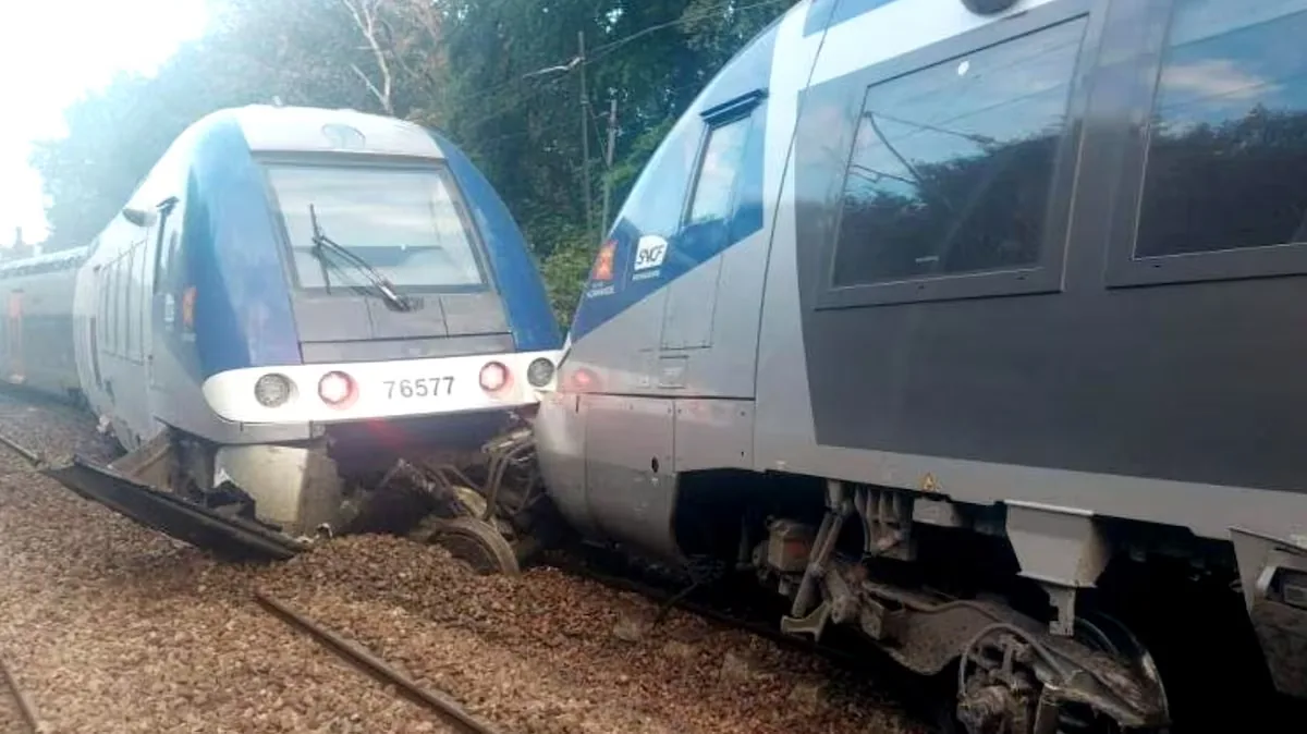 The derailment of a train in French Normandy causes 44 injuries