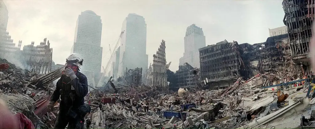 Ground zero of the 9/11 attack, September 24, 2001.