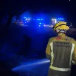 The early morning rain helps in extinguishing the fire in Santa María de la Alameda