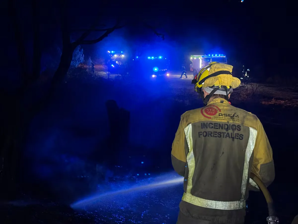 The early morning rain helps in extinguishing the fire in Santa María de la Alameda