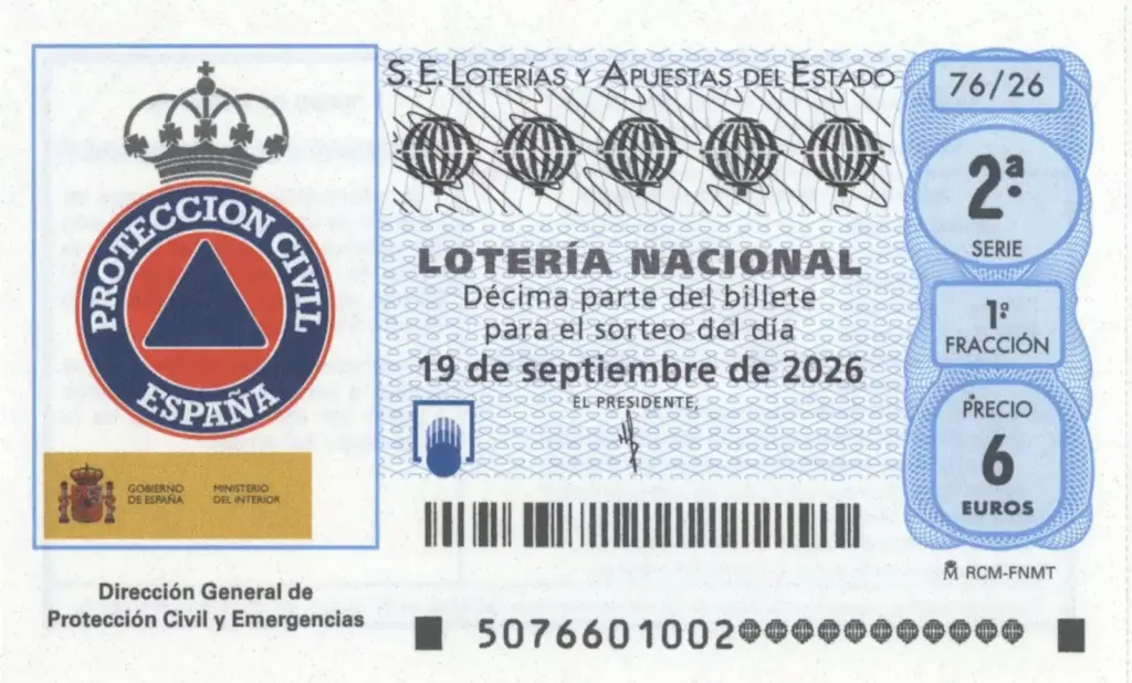 Official National Lottery ticket for Saturday, September 19, 2026