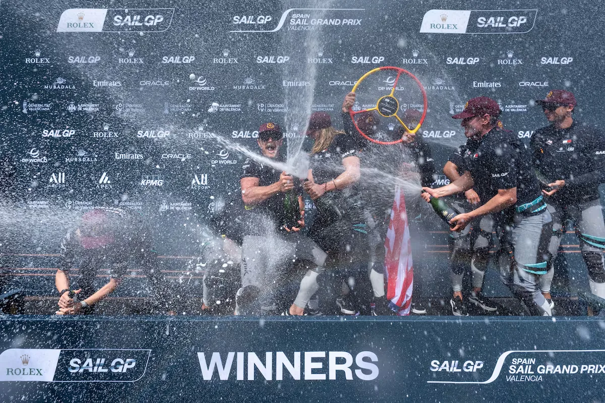 The Roosters crash at the SailGP in Valencia on a windless day